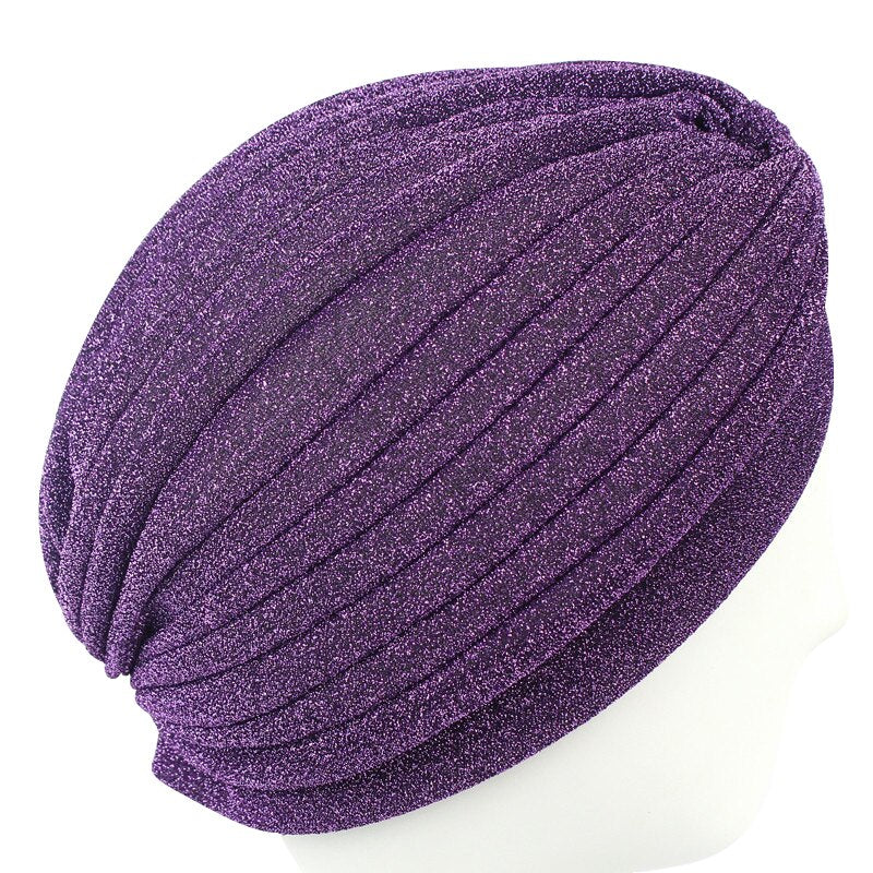Women's Glitter Big Flower Turban - Pre-styled, Elastic, and Ready to Wear