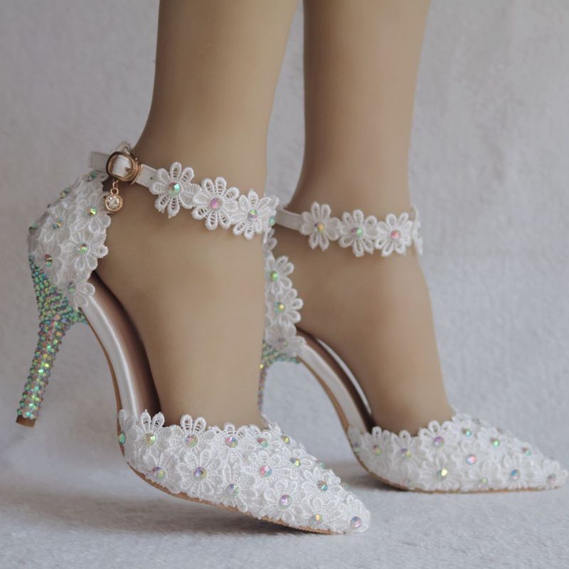 Elegant Lace Women's Pumps: Spring/Autumn Dress Pointed Toe Heels