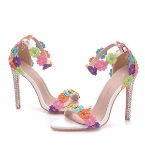 Women’s Hollow Lace High Heel Pumps – 11CM Square Heel
