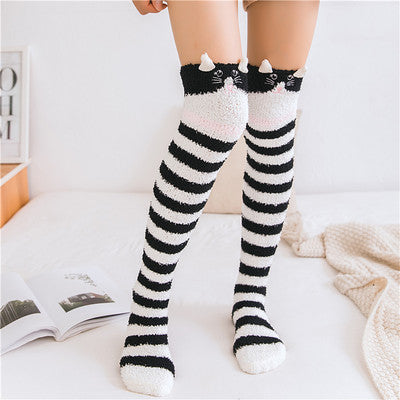Newly Warm Winter Sleep Sock Thicken Animal Girl Sleep Over Knee