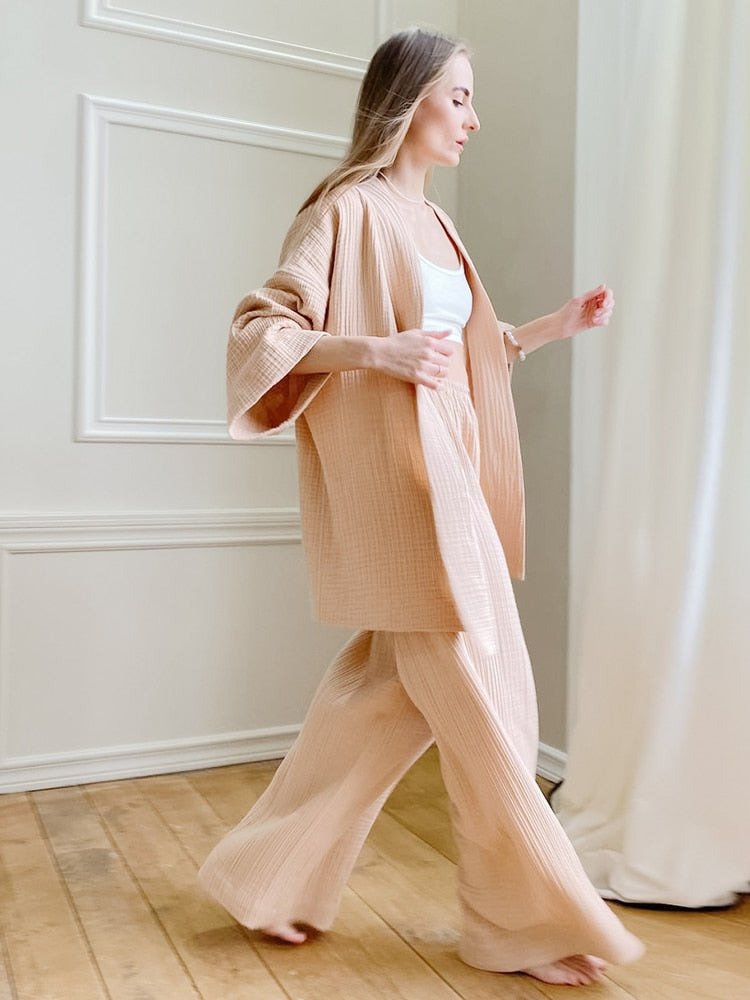 Women's Cotton Nightgown Robe Pajama Set - Comfort and Style Combined