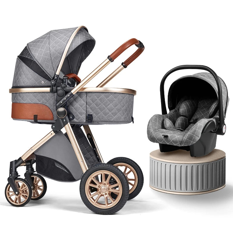 Luxury Baby Stroller 3 in 1 New Stroller Portable Baby Carriage Foldable Stroller Baby Bassinet Free Shipping