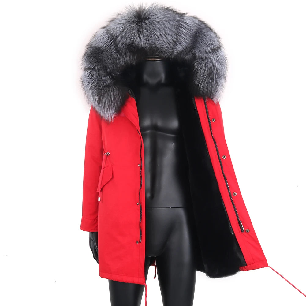 2021 New Winter Men’s Jacket with Removable Faux Rabbit Fur Liner – Casual Parka Coat with Real Raccoon and Fox Fur Collar, Waterproof Outerwear