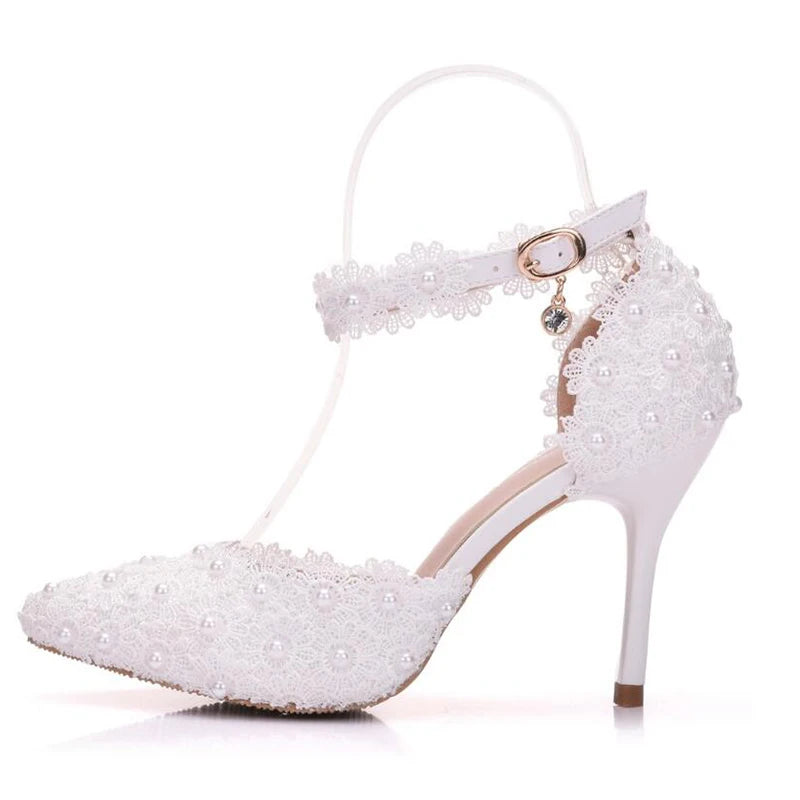 Women'S Crystal High-Heeled Shoes Wedding Party Wearable Buckle Strap Handmade Pointed Toe Women'S Crystal High-Heeled Shoes