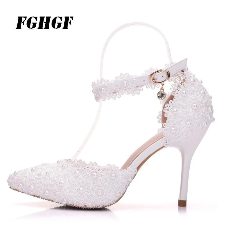 Women'S Crystal High-Heeled Shoes Wedding Party Wearable Buckle Strap Handmade Pointed Toe Women'S Crystal High-Heeled Shoes