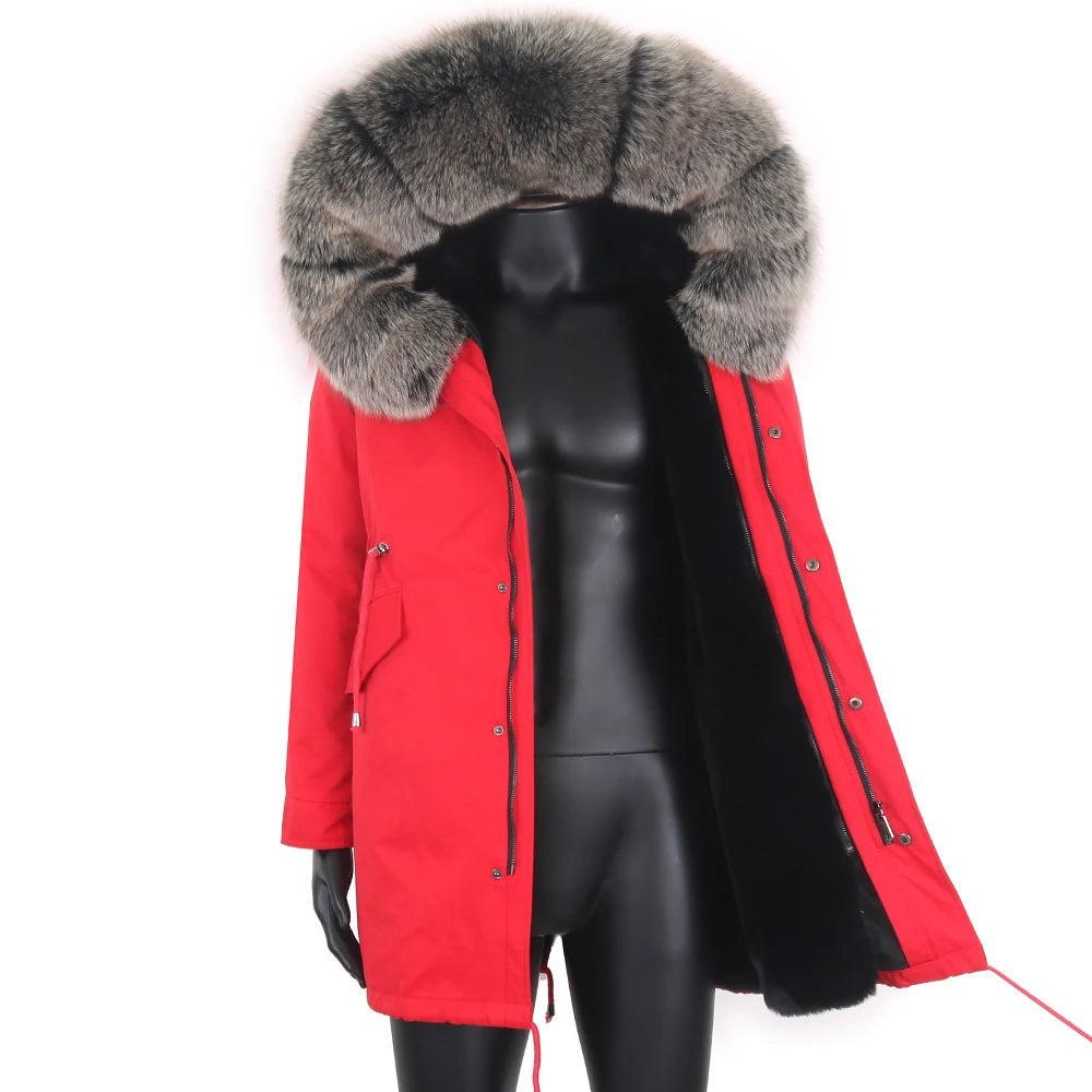 2021 New Winter Men’s Jacket with Removable Faux Rabbit Fur Liner – Casual Parka Coat with Real Raccoon and Fox Fur Collar, Waterproof Outerwear