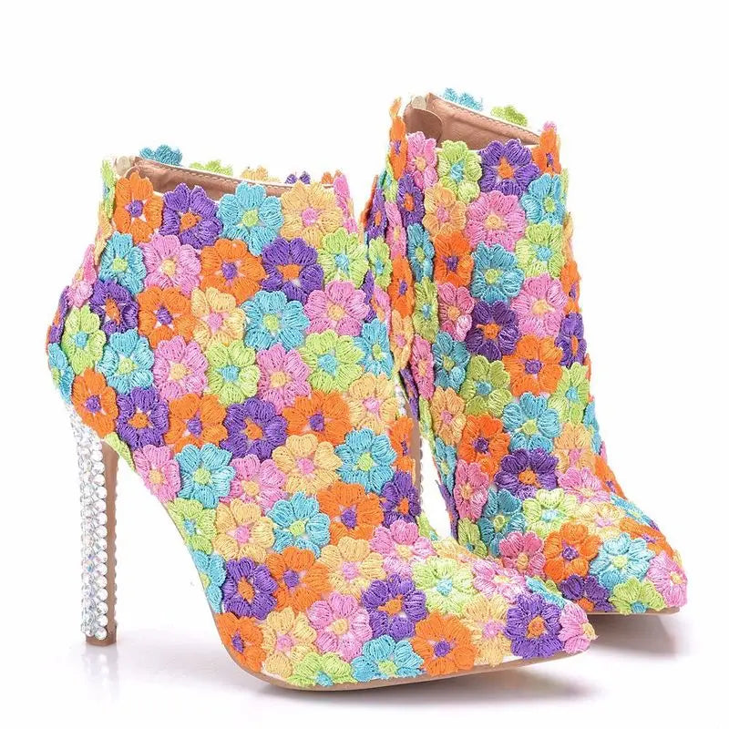 Hot Selling Women Shoes Pumps Dress Lace Pointed Toe Thin Heels 11CM Women Sexy High Heels Shoes Women's Wedding Shoes Party