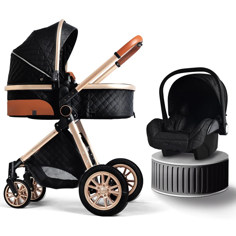 Luxury Baby Stroller 3 in 1 New Stroller Portable Baby Carriage Foldable Stroller Baby Bassinet Free Shipping