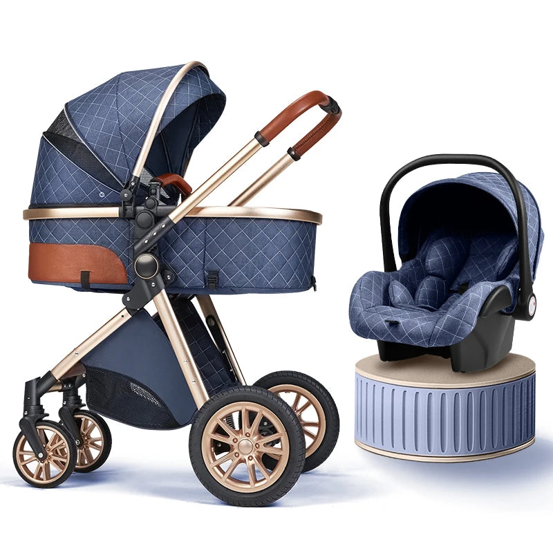 Luxury Baby Stroller 3 in 1 New Stroller Portable Baby Carriage Foldable Stroller Baby Bassinet Free Shipping