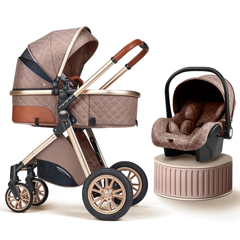Luxury Baby Stroller 3 in 1 New Stroller Portable Baby Carriage Foldable Stroller Baby Bassinet Free Shipping