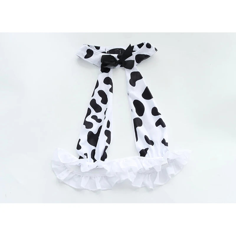 AniLV Kawaii Girl Halter Pajamas With Garter Belt Lingerie Costume Anime Cartoon Cute Cow Swimsuit Uniform Set Cosplay