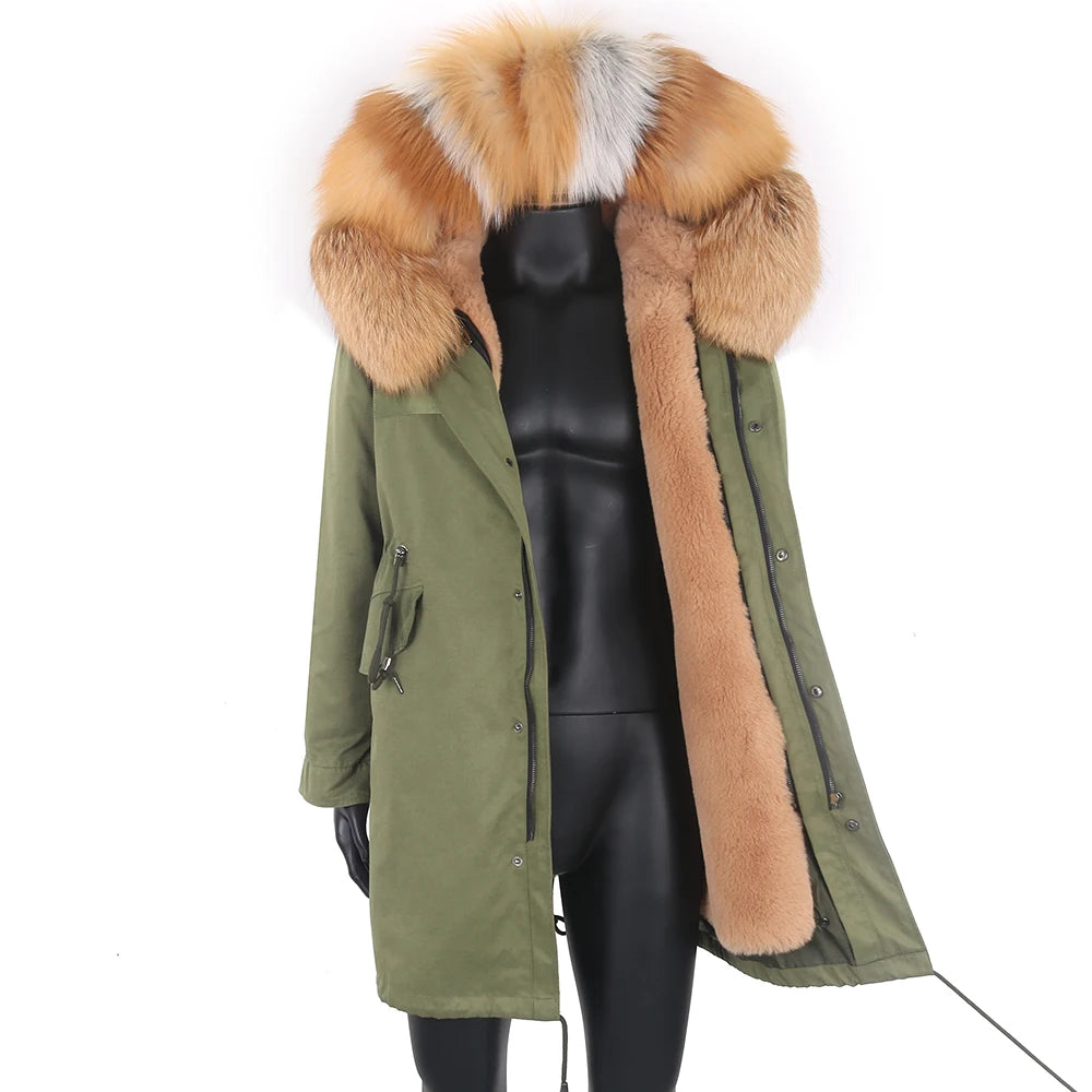 2021 New Winter Men’s Jacket with Removable Faux Rabbit Fur Liner – Casual Parka Coat with Real Raccoon and Fox Fur Collar, Waterproof Outerwear