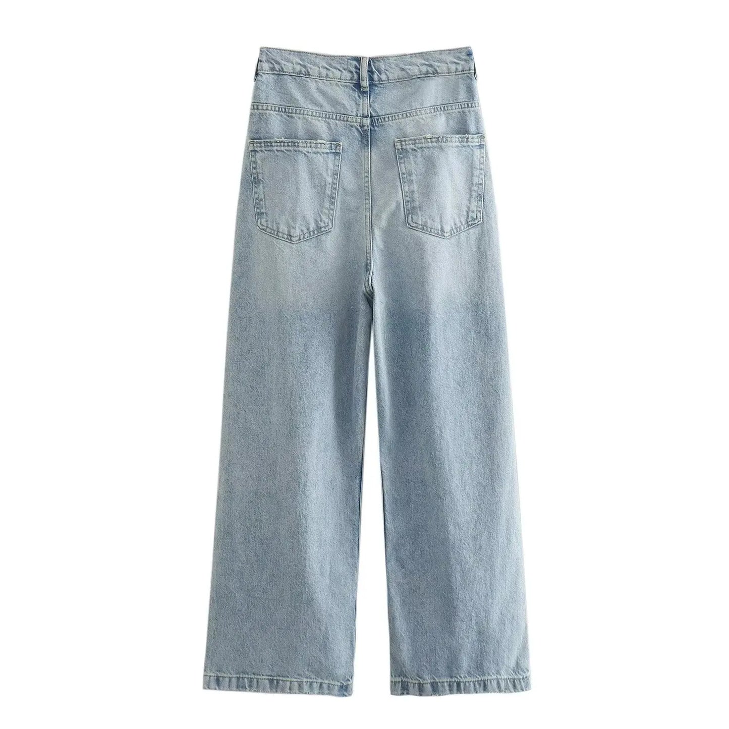 Withered Washed Harem Mommy Jeans Pleated Light Blue Boyfriend Relaxed American Vintage High Street Jeans Women