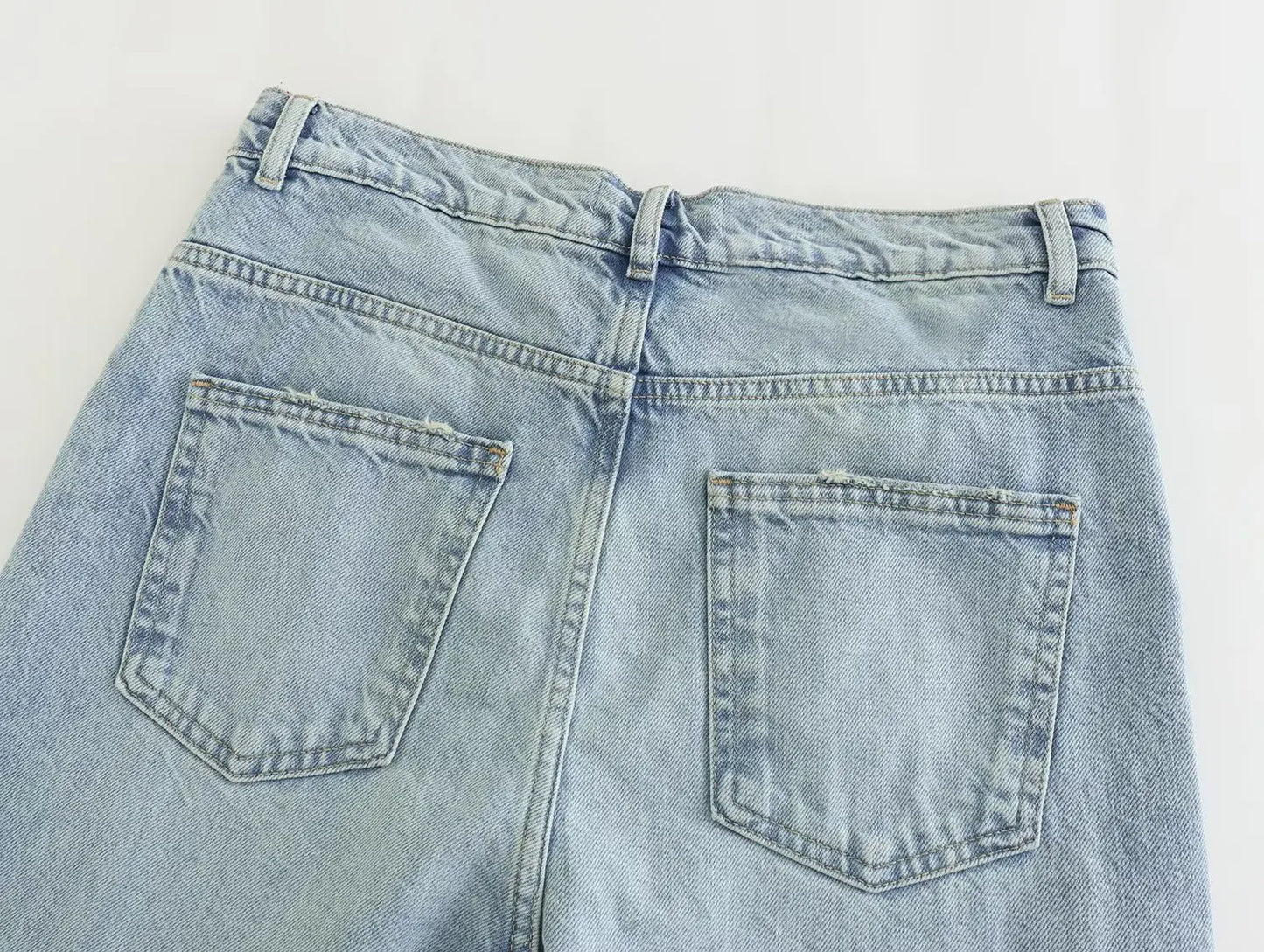 Withered Washed Harem Mommy Jeans Pleated Light Blue Boyfriend Relaxed American Vintage High Street Jeans Women