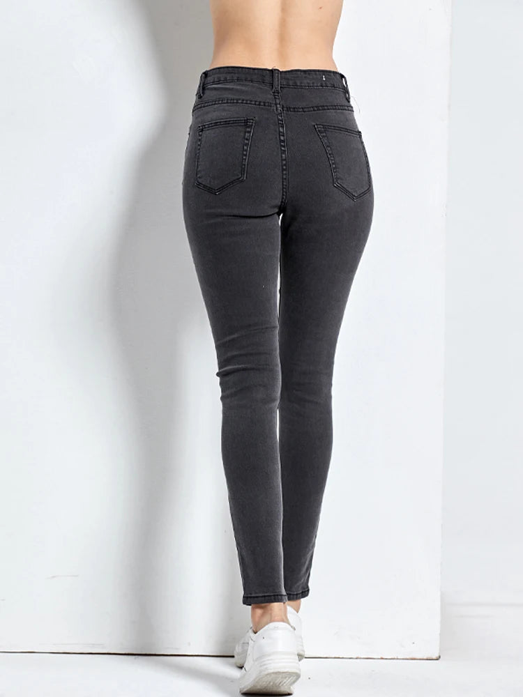 Women's High Waist Jeans Skinny Jeans Woman Black Mom Jeans Femme Pencil Denim Pants Vaqueros Mujer Spodnie Damskie