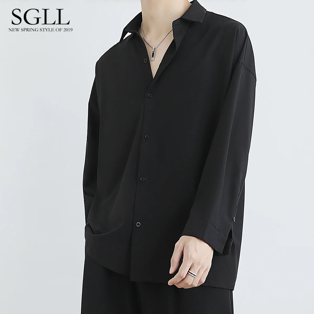 Fashion Korean Solid Long sleeved For Men Shirts Comfortable Blouses Casual Loose non-ironing Classic Single Breasted dk Shirt
