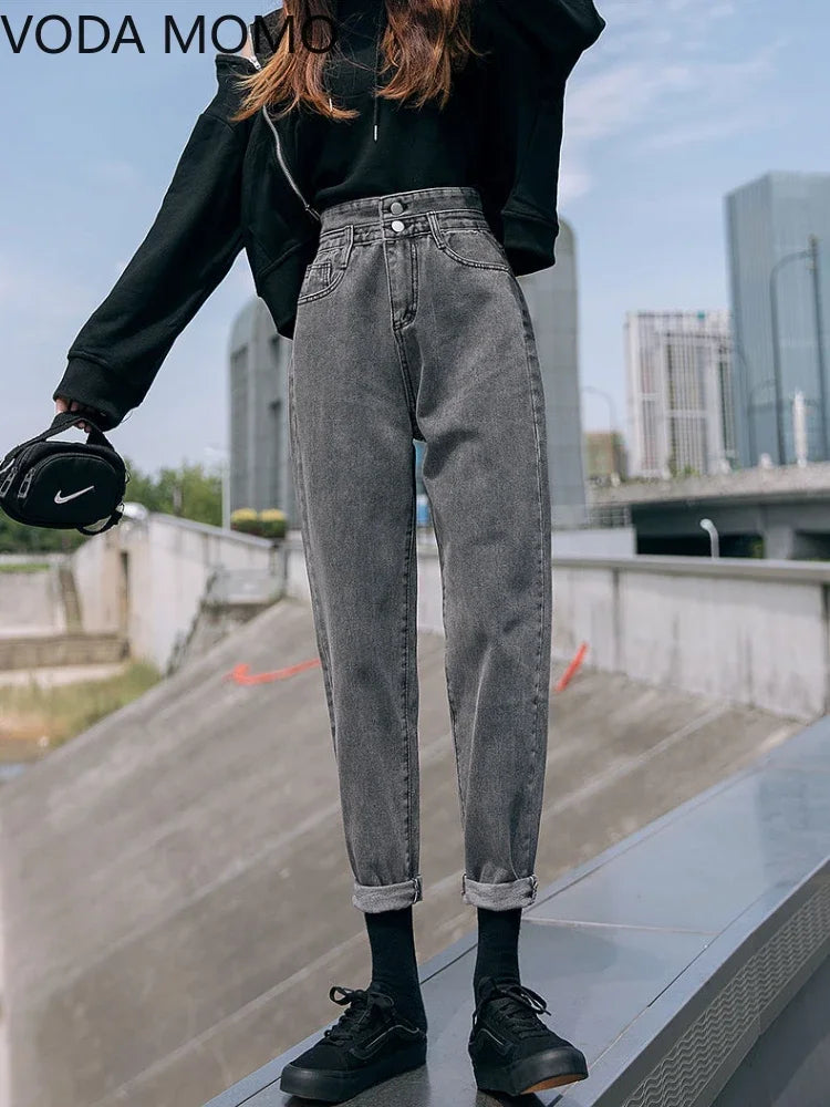 spring 2022 womens fashion high waist Women's harem jeans baggy loose woman denim capris Pants jean mom jeans trousers