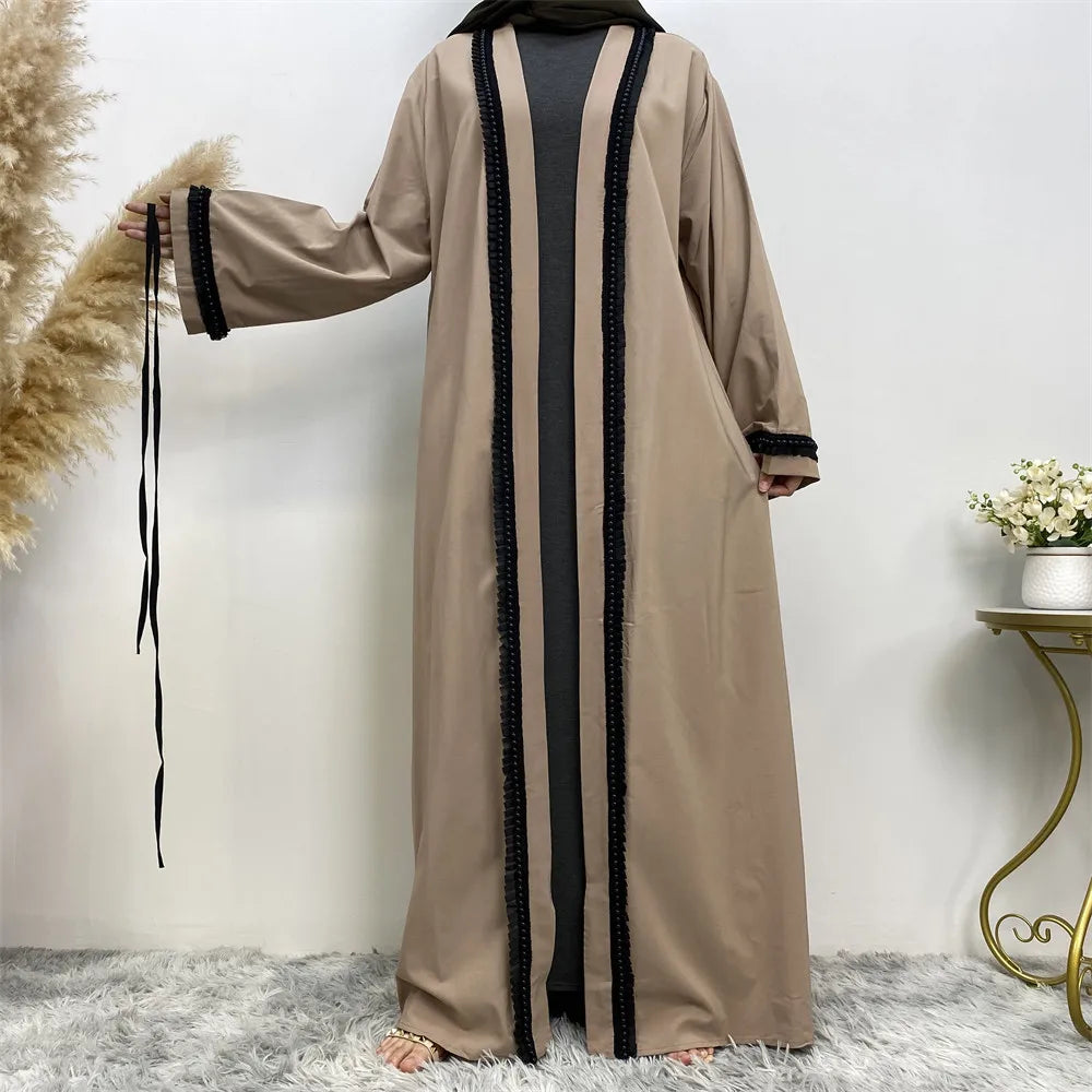 Ramadan Appliques Long Sleeves Kebaya For Women Dubai Modesty Dresses Muslim Kimono Robe Kaftan Moroccan Woman Islam Abaya 2024