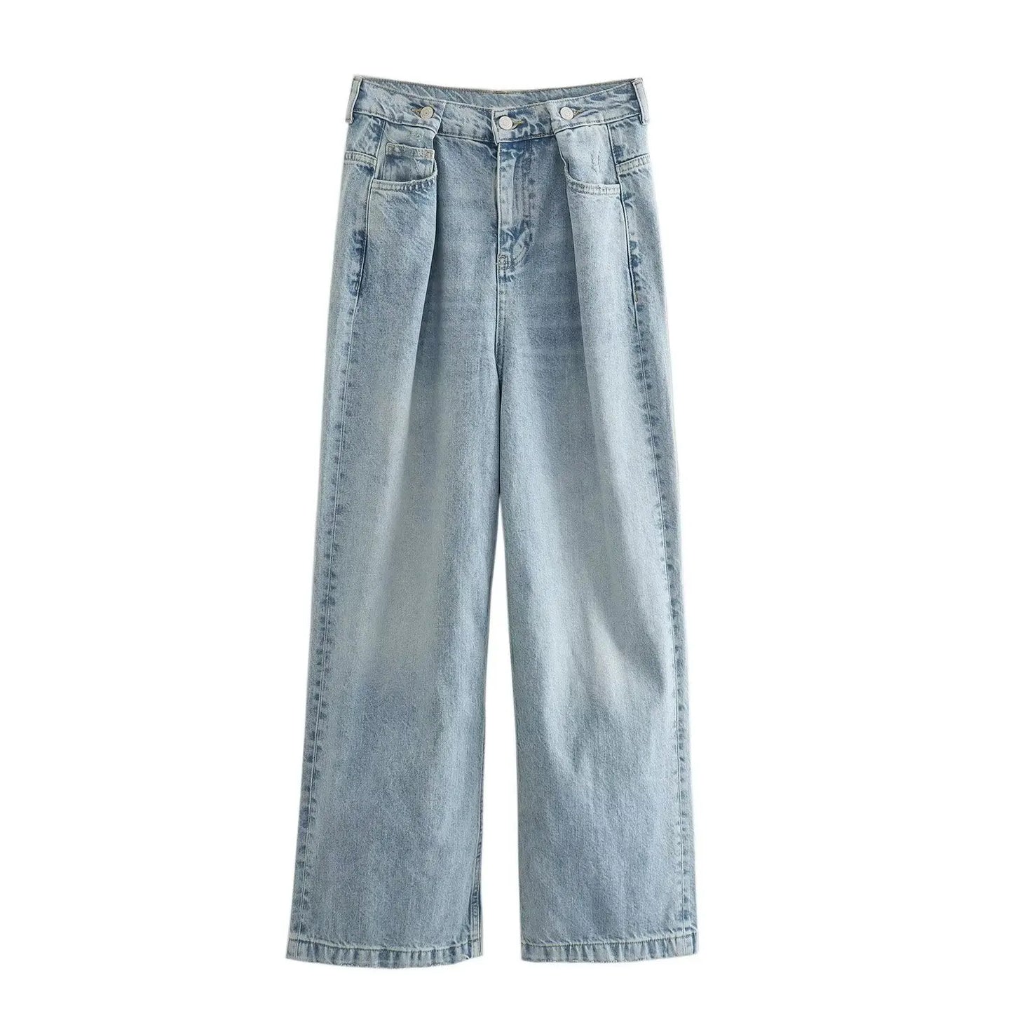 Withered Washed Harem Mommy Jeans Pleated Light Blue Boyfriend Relaxed American Vintage High Street Jeans Women