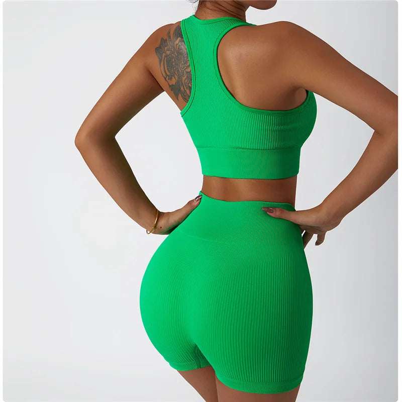 Seamless Yoga Set Outfits Top Sports Bra Shorts 2 Two Piece Set Women Fitness Workout Set Gym Active Wear Clothes for Women