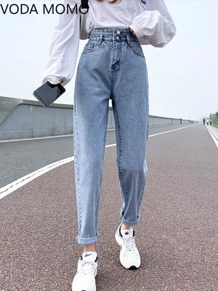 spring 2022 womens fashion high waist Women's harem jeans baggy loose woman denim capris Pants jean mom jeans trousers