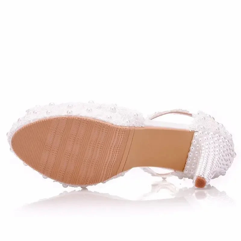 Hot Selling Women Shoes Pumps Dress Breathable Hollow Lace Buckle Strap Peep Toe Thin Heels11CM High Heels Shoes Women's Wedding