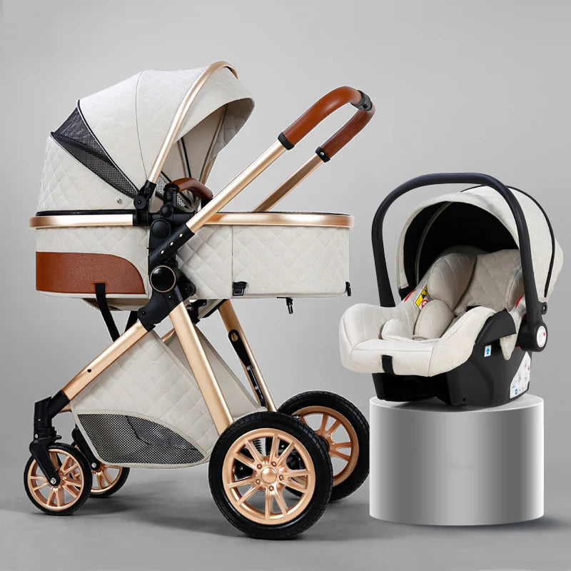 Luxury Baby Stroller 3 in 1 New Stroller Portable Baby Carriage Foldable Stroller Baby Bassinet Free Shipping