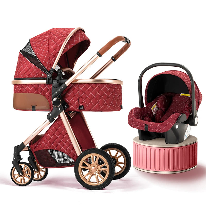 Luxury Baby Stroller 3 in 1 New Stroller Portable Baby Carriage Foldable Stroller Baby Bassinet Free Shipping