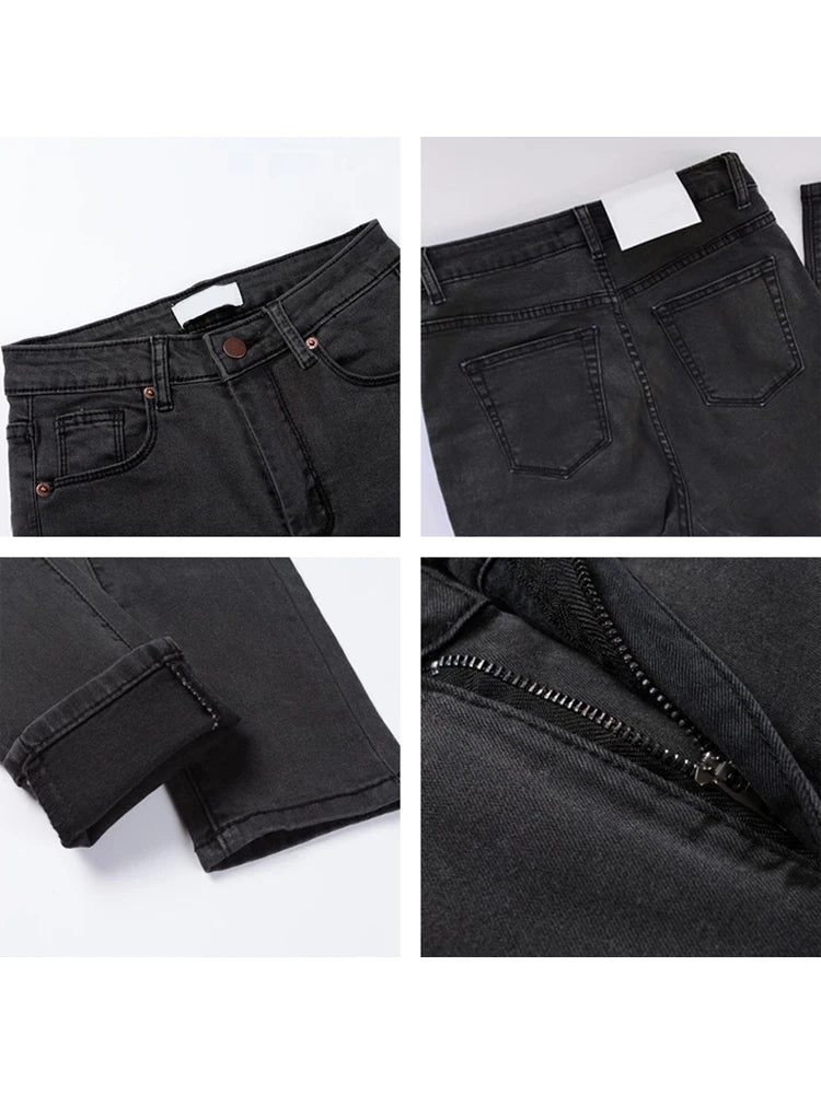 Women's High Waist Jeans Skinny Jeans Woman Black Mom Jeans Femme Pencil Denim Pants Vaqueros Mujer Spodnie Damskie