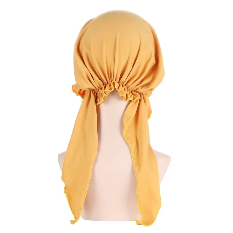 KepaHoo 2022 New Muslim Womens Turban Chemo Hat Head Scarves Solid Color Slip-On Pre-Tied Headwear Bandana Sleep Hair Cover