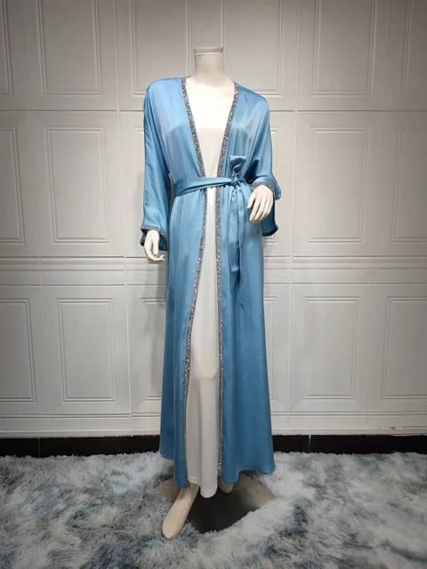 Elegant Black Satin Islamic Abaya Dress for Muslim Women – Modesty and Style Combined