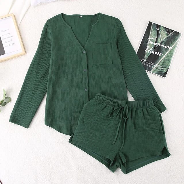 Women’s 100% Cotton Autumn Sleepwear Set – Comfortable and Stylish Pajama Suit