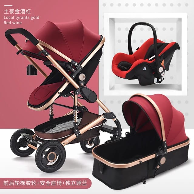 Luxury 3-in-1 Baby Travel System with Car Seat – Pink Stroller for Stylish Moms