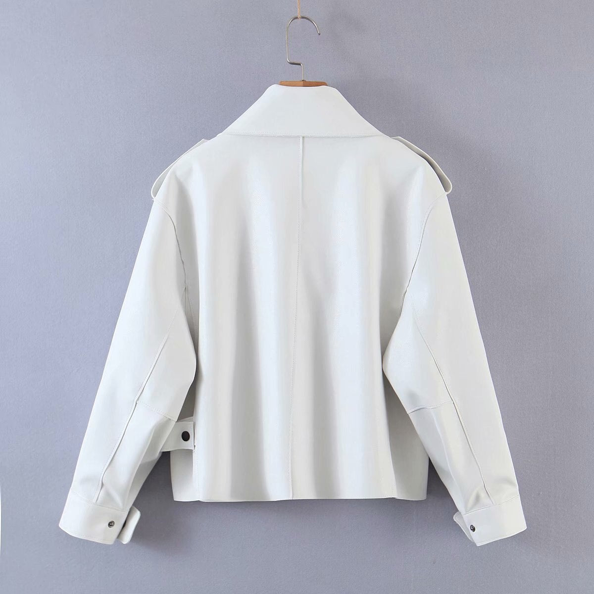Jacket Faux Leather Long Sleeve Outwear