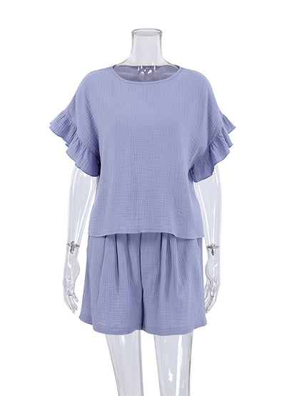 Women's Cotton Peplum 2-Piece Pajama Set - Comfortable and Stylish Sleepwear