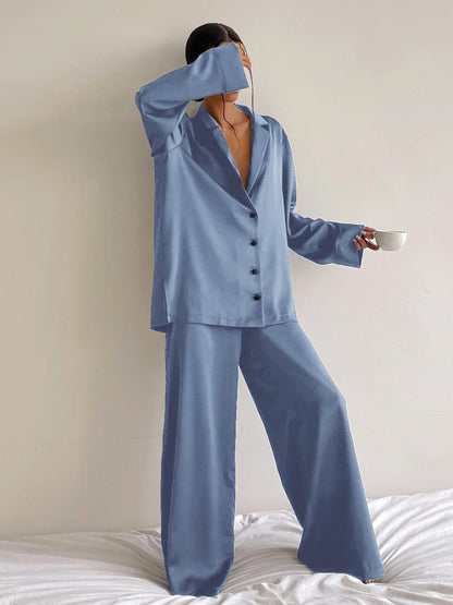 Women's Autumn Solid Color Trouser Suits Sleepwear - Comfortable and Stylish Home Clothes