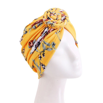 Women's Muslim Hijab Floral Braided Knot Turban Hat - Stylish Headwrap for Casual and Special Occasions