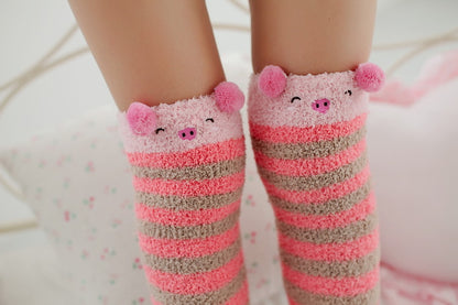 Newly Warm Winter Sleep Sock Thicken Animal Girl Sleep Over Knee