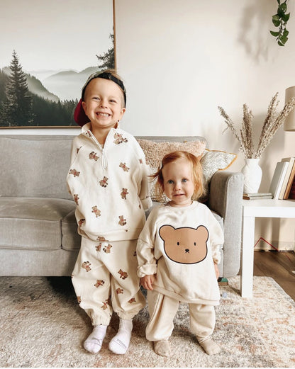 Bear Hug Spring Cartoon Infant Clothing Set for Boys and Girls