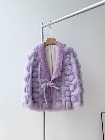 Luxurious Winter Women's Knitted Cardigan Jacket with Real Fox Fur