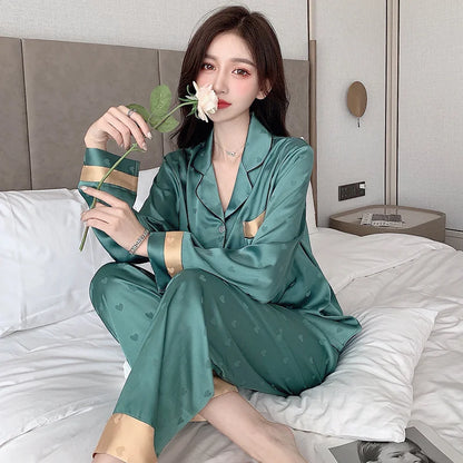 Ulady Lisacmvpnel Ice Silk Pajamas - Women's Spring and Autumn Two-piece Sleepwear Set