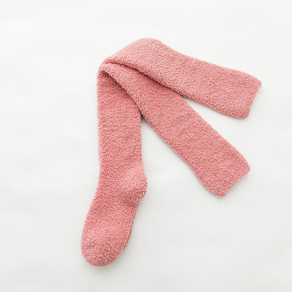 Soft Coral Fleece Socks Winter Solid Color Thigh High