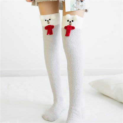 Newly Warm Winter Sleep Sock Thicken Animal Girl Sleep Over Knee