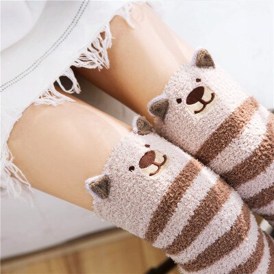 Newly Warm Winter Sleep Sock Thicken Animal Girl Sleep Over Knee