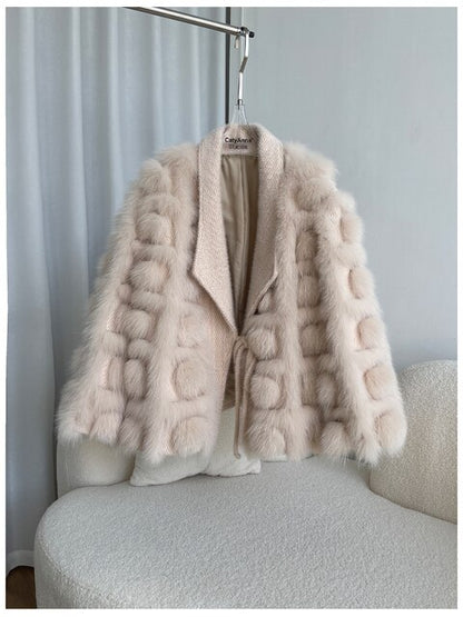 Luxurious Winter Women's Knitted Cardigan Jacket with Real Fox Fur