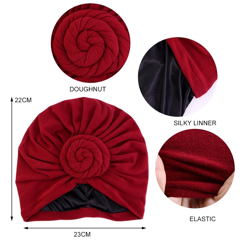 Muslim Women Cross Ruffle Chemo Sleep Turban Hijab - Velvet Headwear Scarf for Stylish Comfort