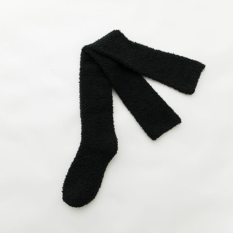 Soft Coral Fleece Socks Winter Solid Color Thigh High