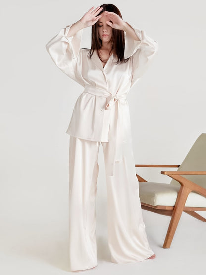 Women's Satin Palazzo Pants Pajama Set - Luxurious Comfort for Stylish Relaxation