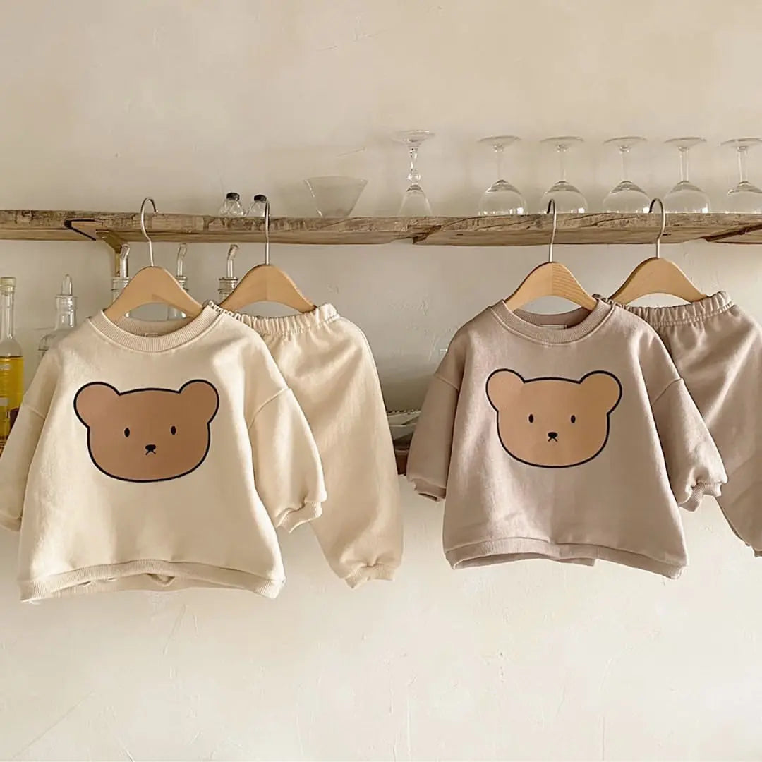 Bear Hug Spring Cartoon Infant Clothing Set for Boys and Girls