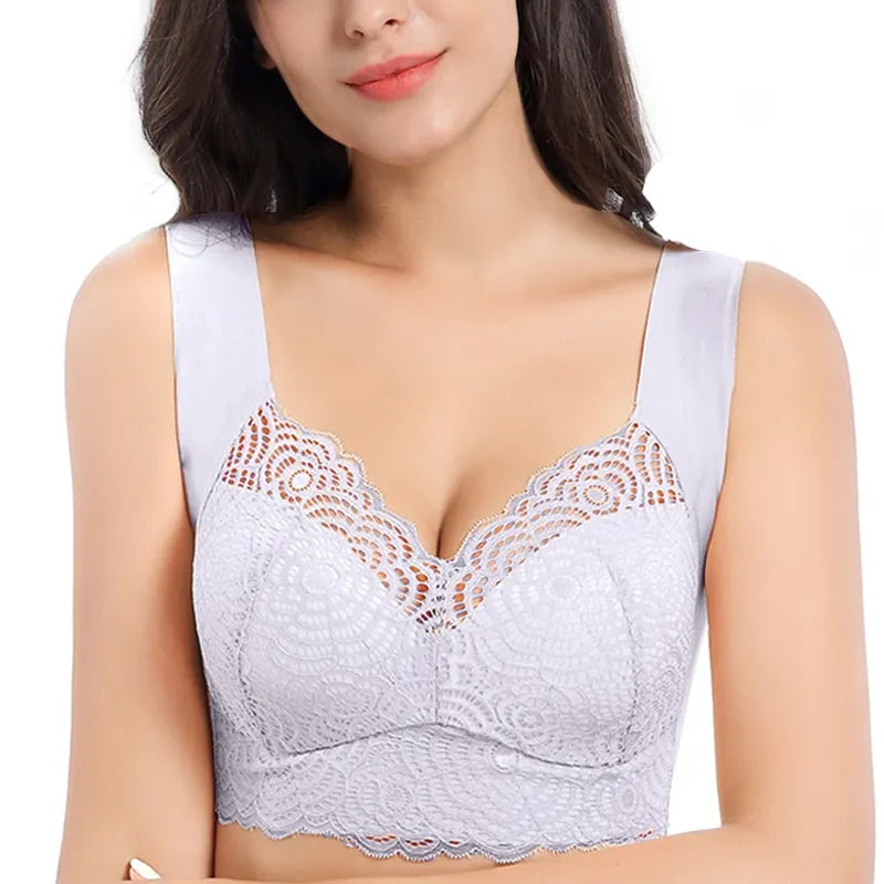 Wire Free Lace Bras Plus Size Thin Cup